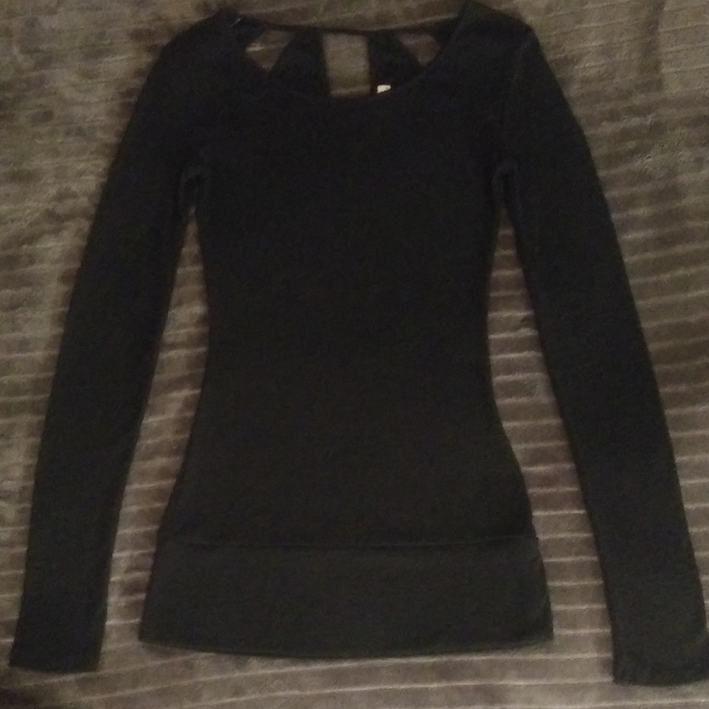 JUNIORS-BLACK DEREK ❤ HEART LONG SLEEVE SHIRT